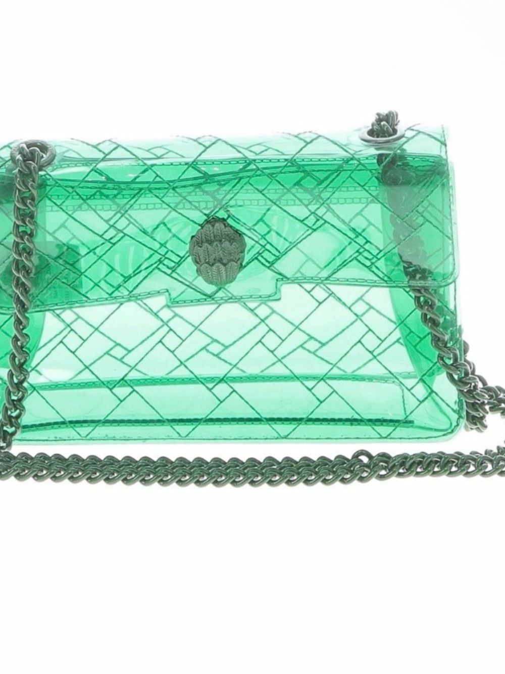 NWOT Kurt Geiger Green Transparent Quilted Crossbody Bag with Chain Strap